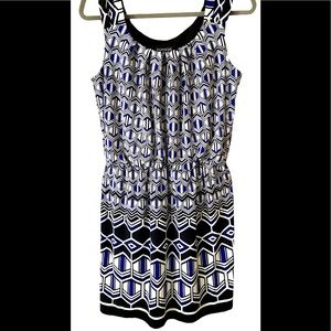 En Focus Petite, white, black, blue dress size 12P. Great condition.